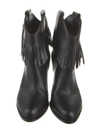 Valentino Leather Fringe Trim Accent Western Boots