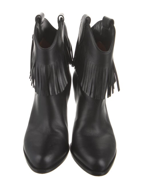 Valentino Leather Fringe Trim Accent Western Boots