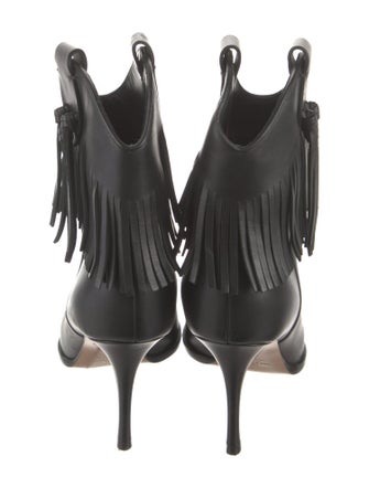 Valentino Leather Fringe Trim Accent Western Boots