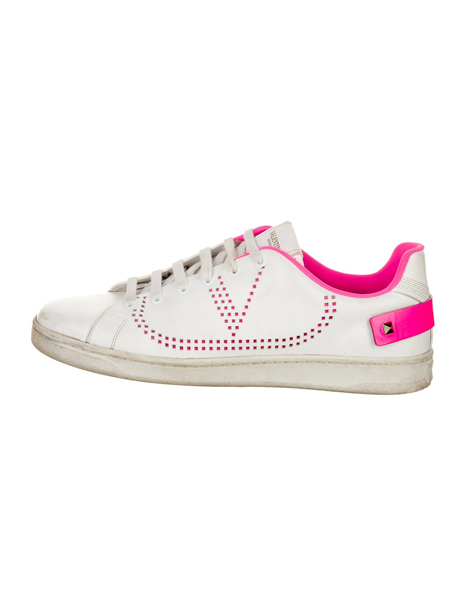 Valentino Rockstud Accents Leather Sneakers
