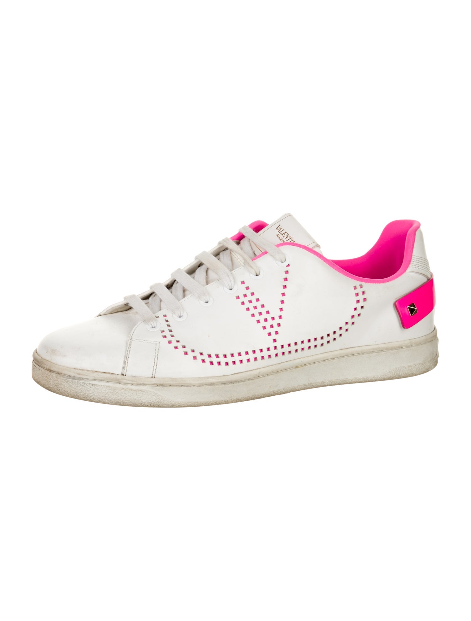 Valentino Rockstud Accents Leather Sneakers