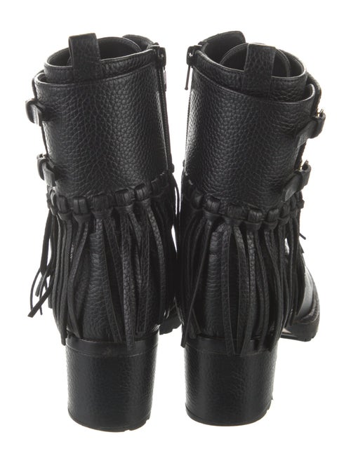 Valentino Leather Fringe Trim Accent Combat Boots
