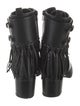 Valentino Leather Fringe Trim Accent Combat Boots