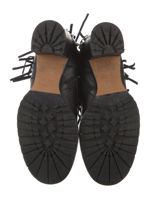 Valentino Leather Fringe Trim Accent Combat Boots