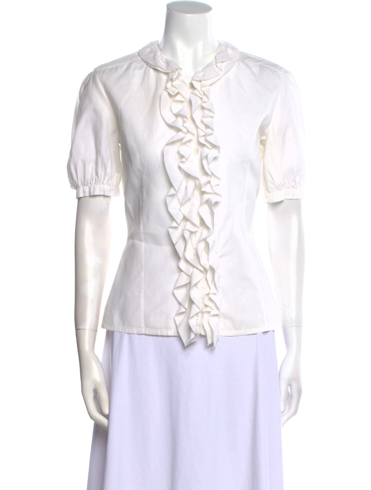 Valentino Late 1990's - Early 2000's Crew Neck Button-Up Top