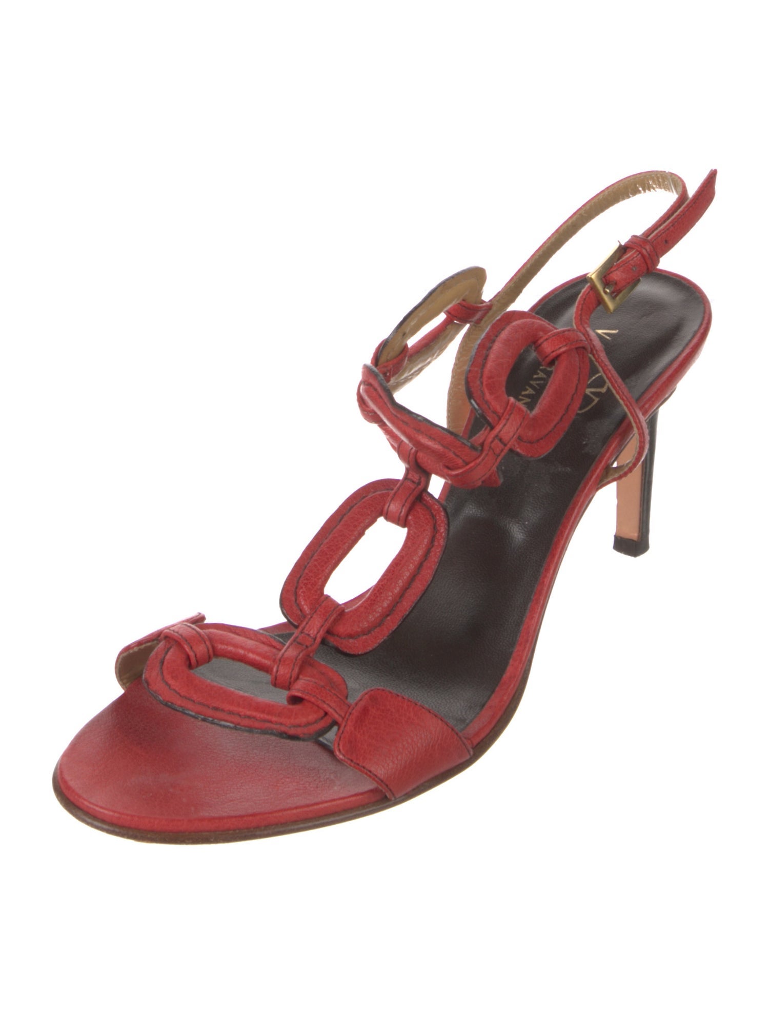 Valentino Leather Cutout Accent Slingback Sandals
