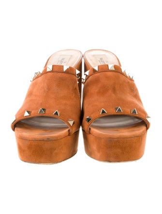 Valentino Rockstud Accents Suede Slides