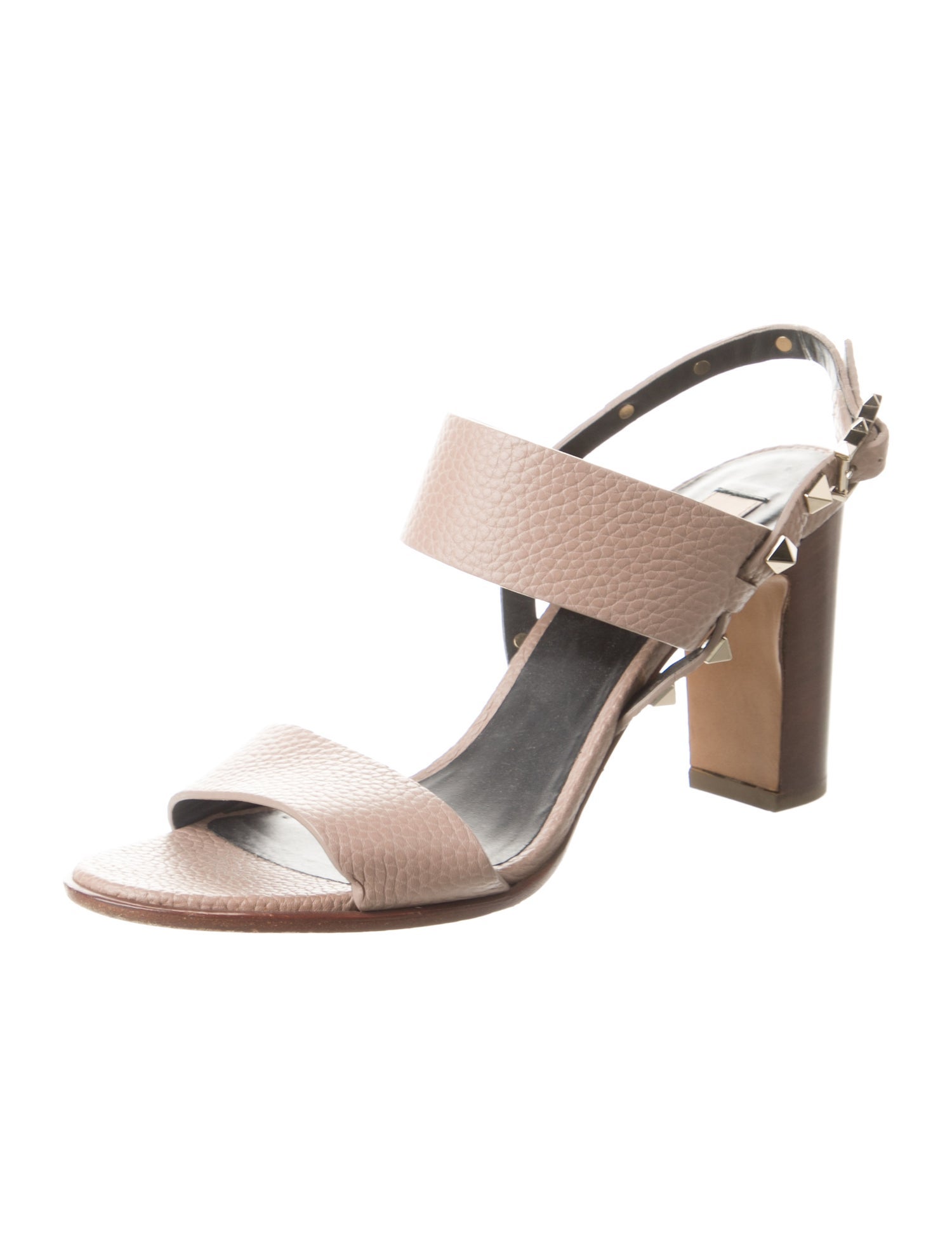 Valentino Rockstud Accents Leather Slingback Sandals