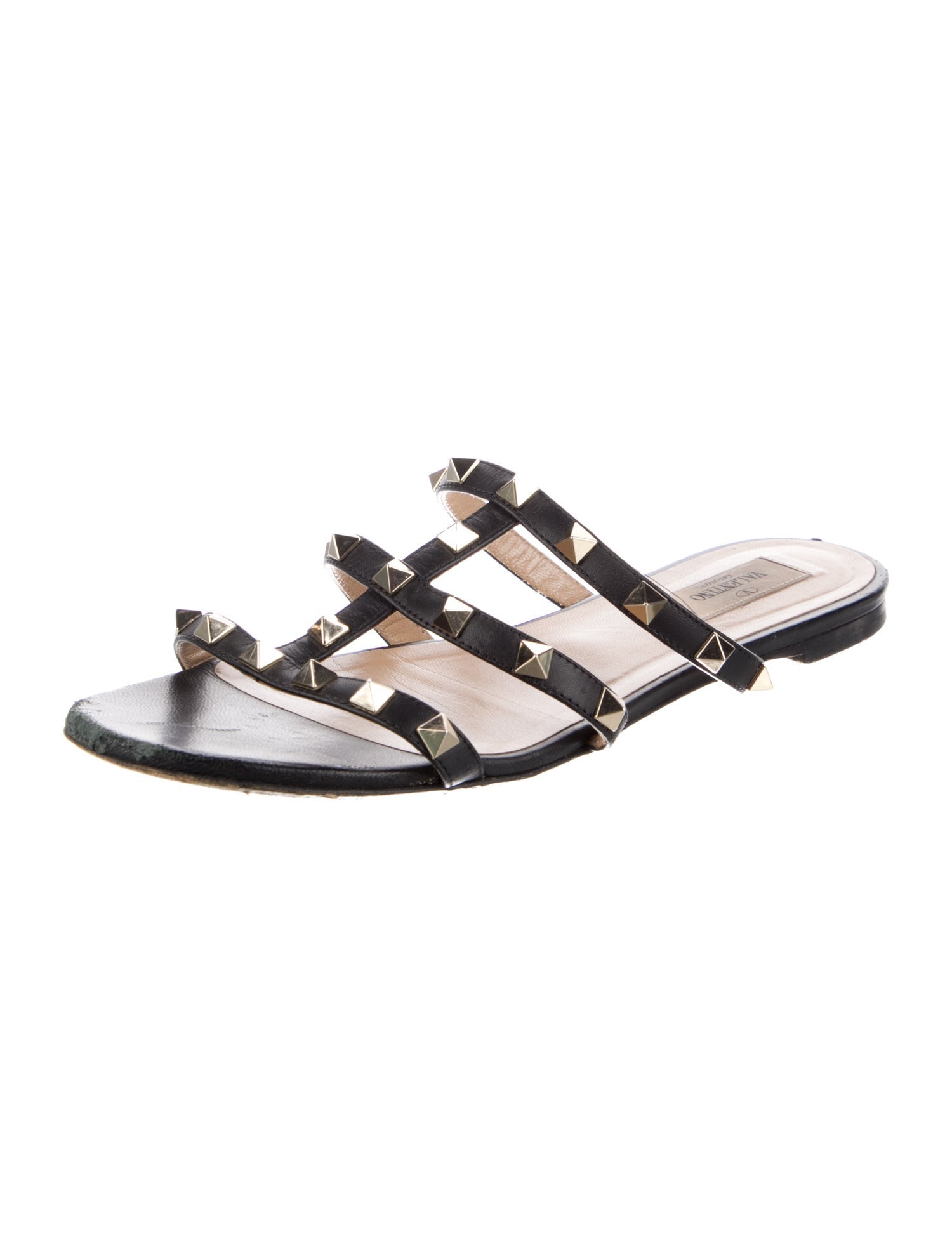 Valentino Leather Studded Accents Slides