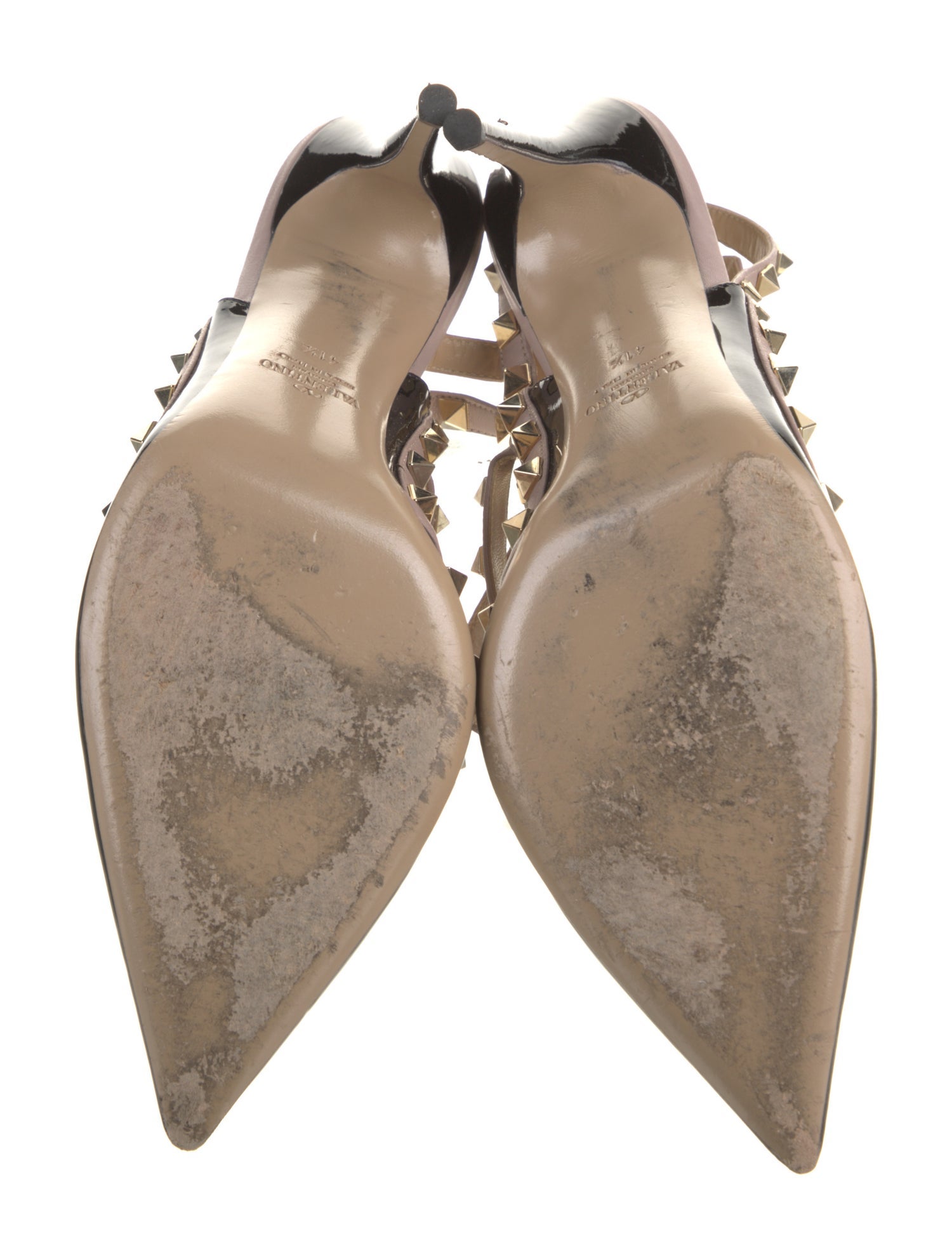 Valentino Rockstud Accents Patent Leather T-Strap Pumps