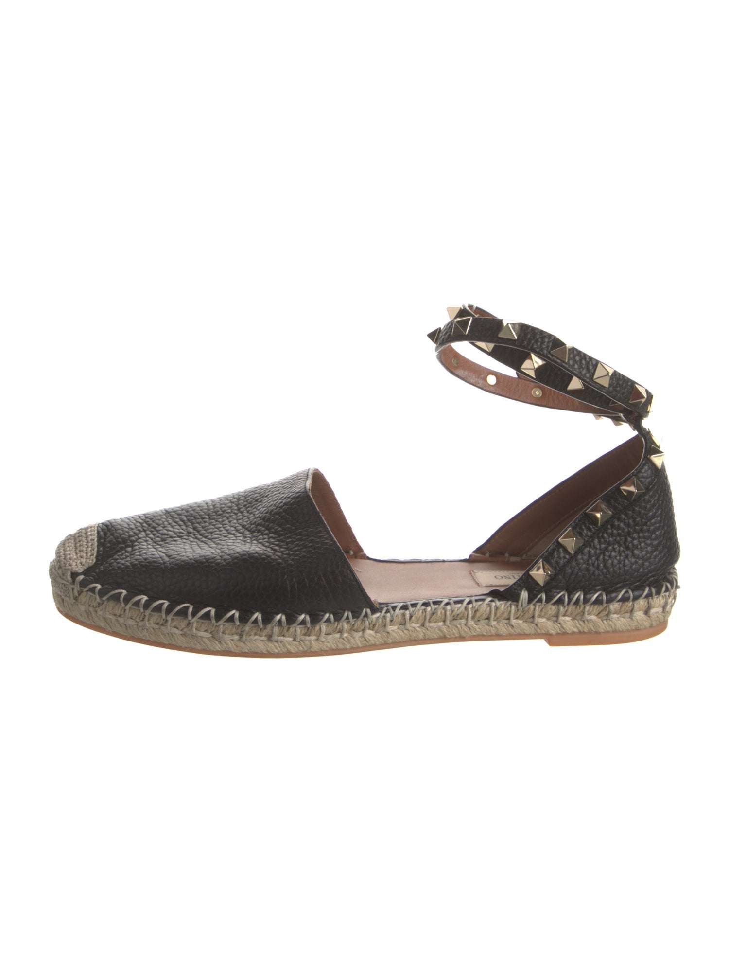 Valentino Rockstud Accents Leather Espadrilles