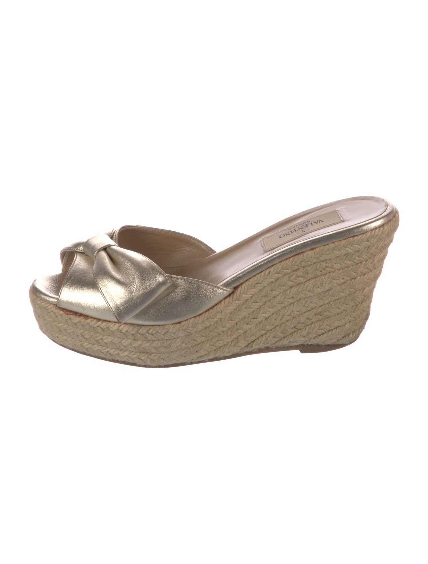Valentino Leather Bow Accents Espadrilles