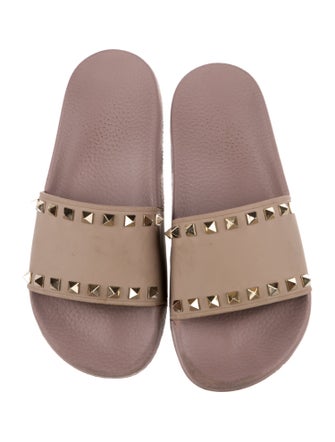 Valentino Rockstud Accents Rubber Slides