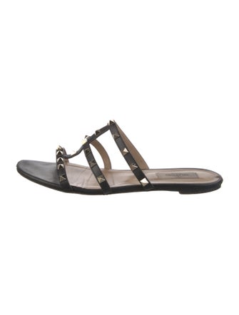 Valentino Rockstud Accents Leather Slides