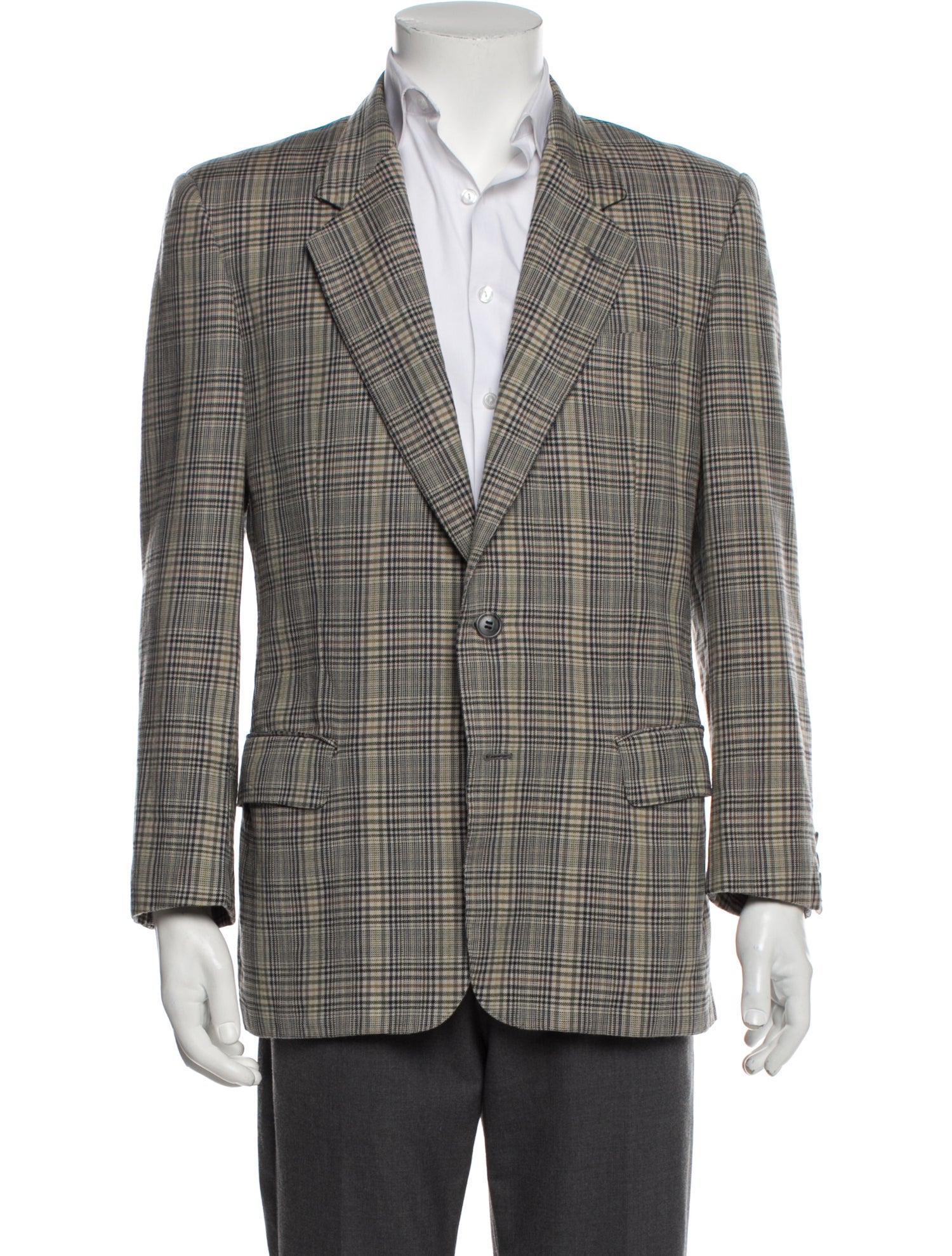 Valentino Virgin Wool Plaid Print Blazer