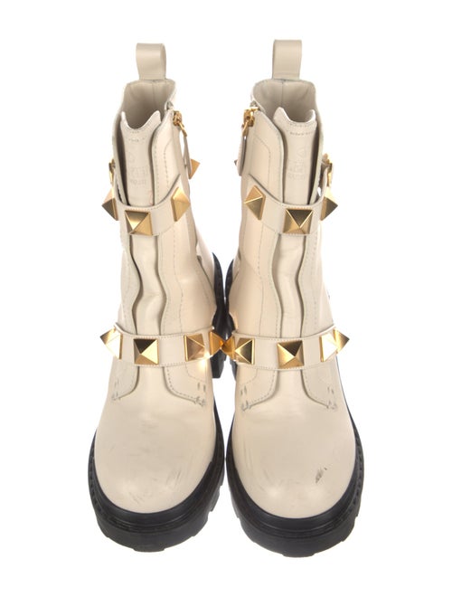Valentino Rockstud Accents Leather Combat Boots
