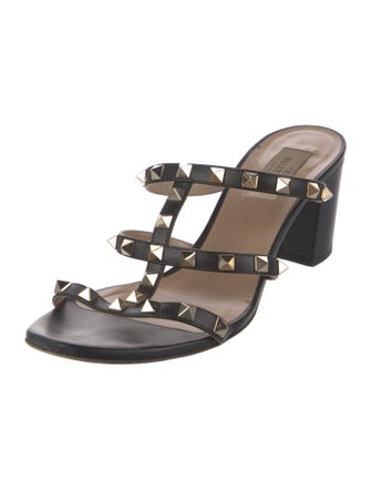 Valentino Rockstud Accents Leather Slides