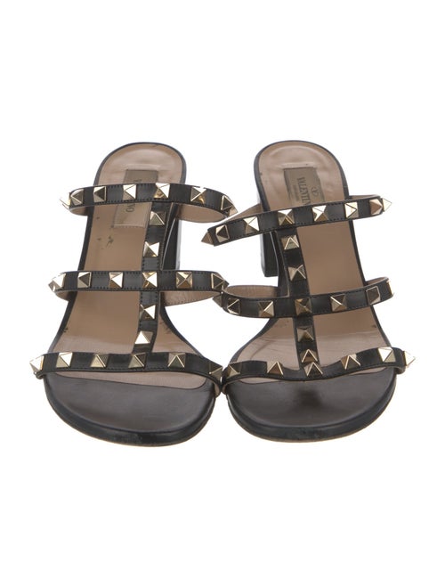Valentino Rockstud Accents Leather Slides