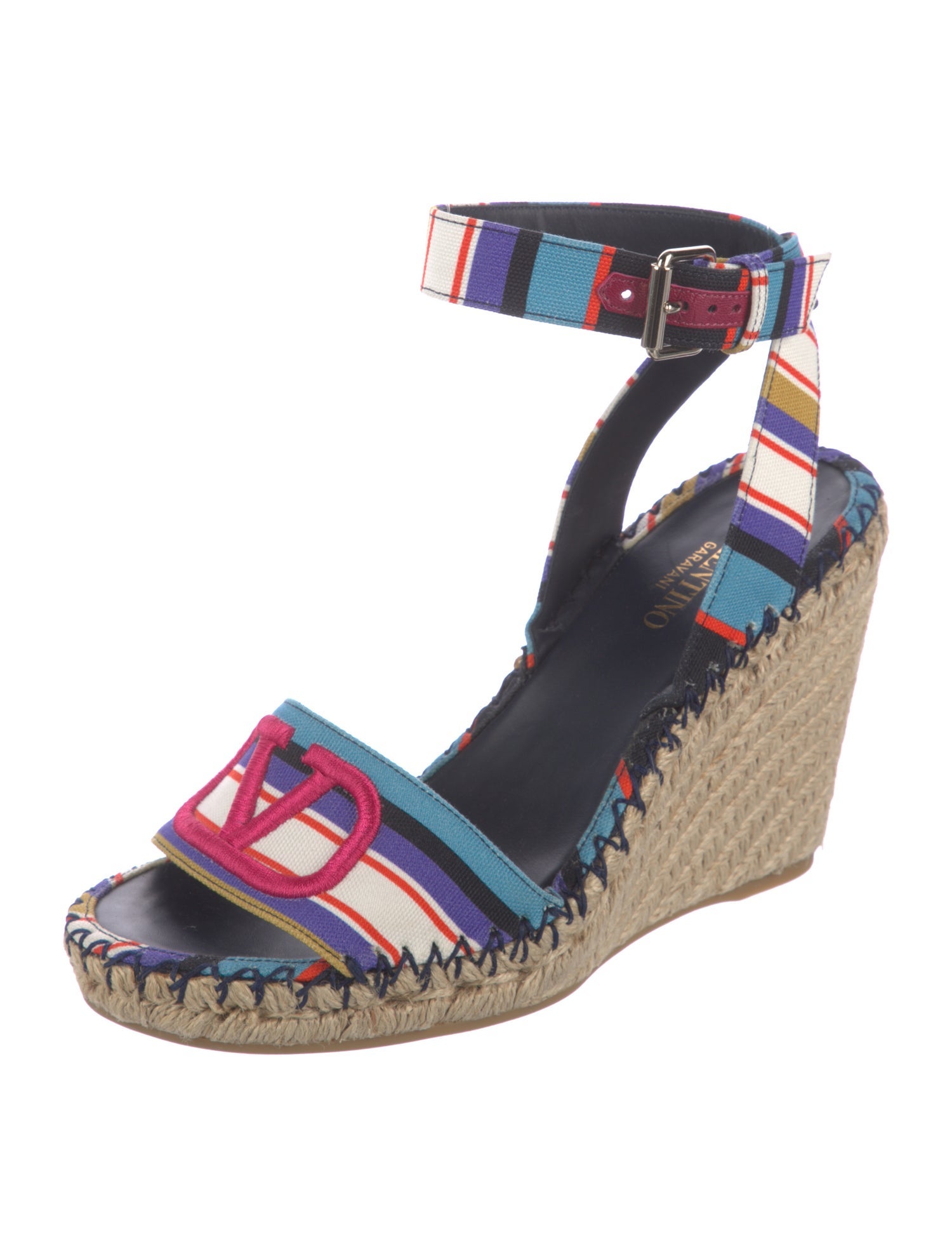 Valentino Canvas Striped Espadrilles