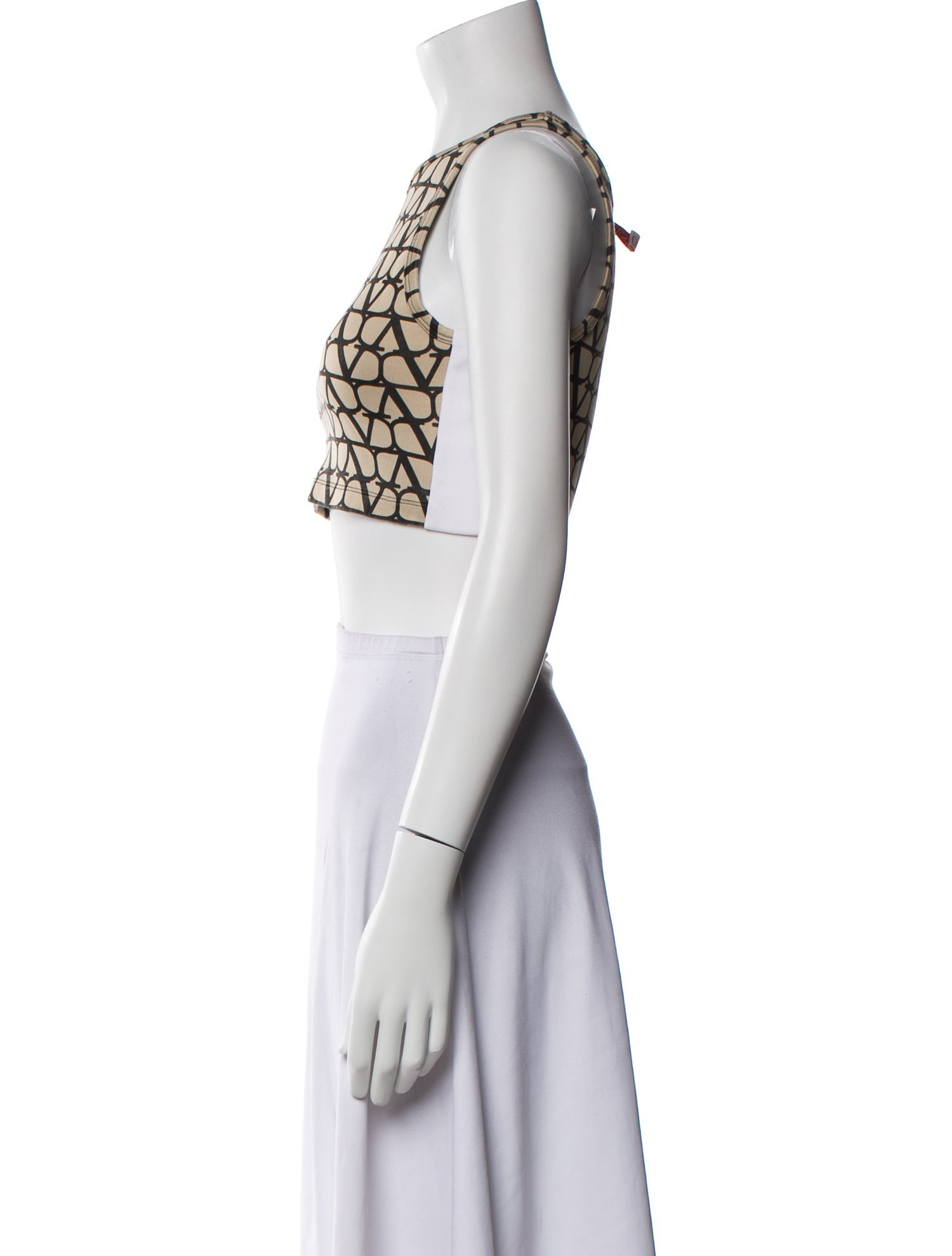 Valentino Printed Square Neckline Crop Top