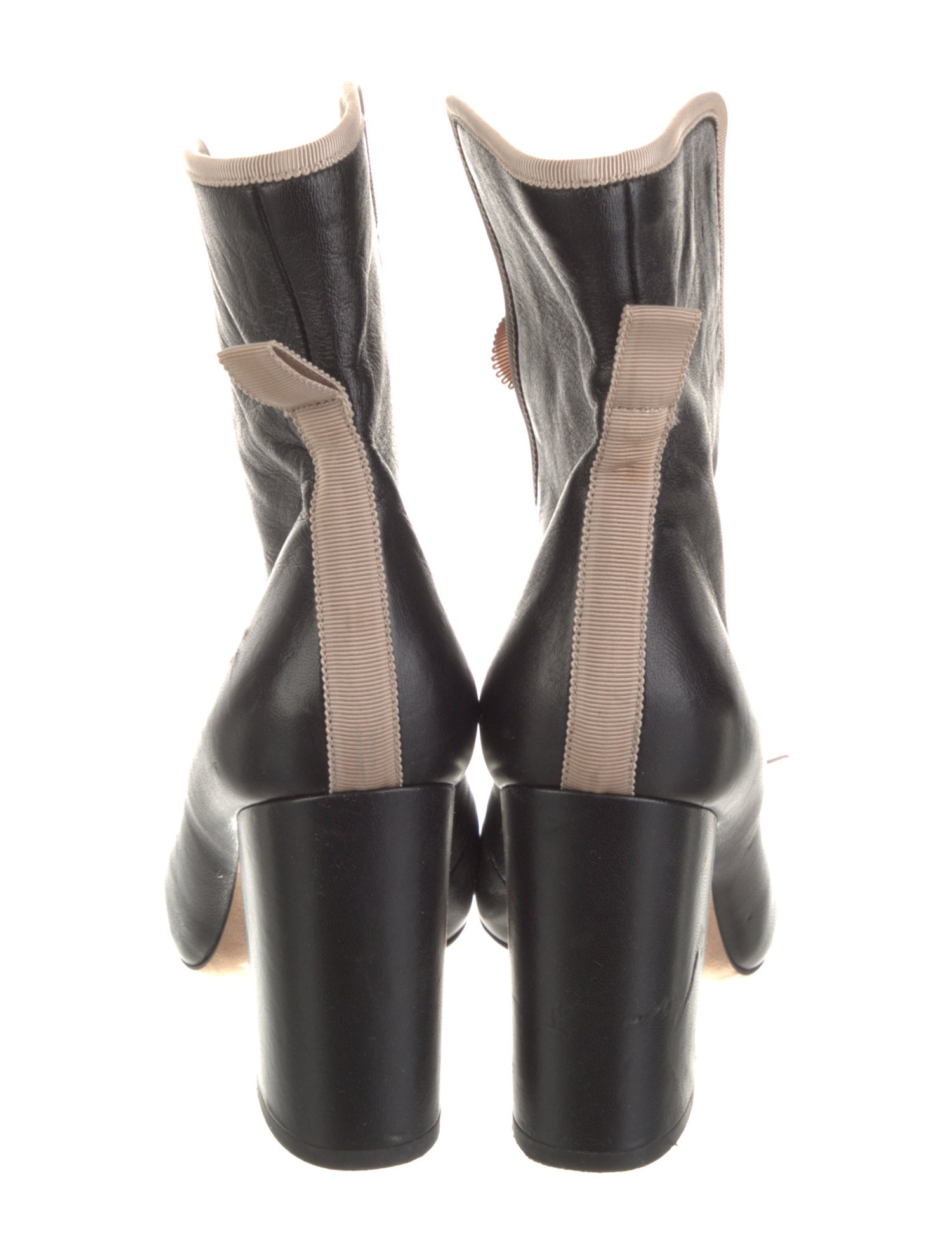 Valentino Leather Bow Accents Lace-Up Boots