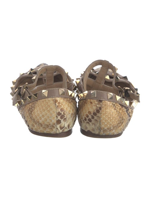 Valentino Rockstud Accents Snakeskin Ballet Flats