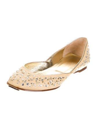 Valentino Canvas Crystal Embellishments D'Orsay Flats