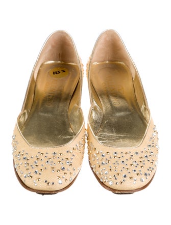 Valentino Canvas Crystal Embellishments D'Orsay Flats