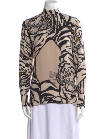 Valentino Tops Silk Animal Print Blouse S