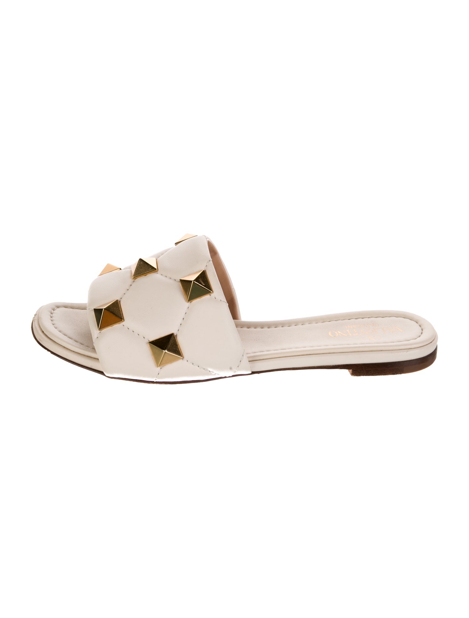 Valentino Rockstud Accents Leather Slides