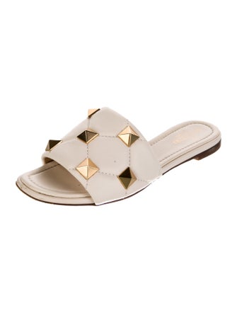 Valentino Rockstud Accents Leather Slides