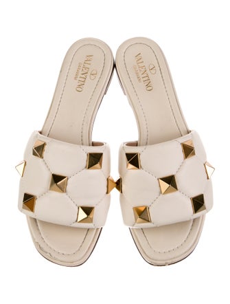Valentino Rockstud Accents Leather Slides