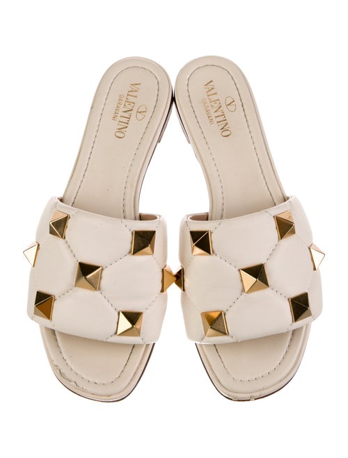 Valentino Rockstud Accents Leather Slides