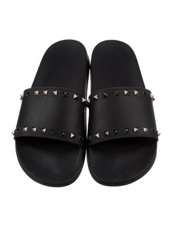 Valentino Rockstud Accents Rubber Slides