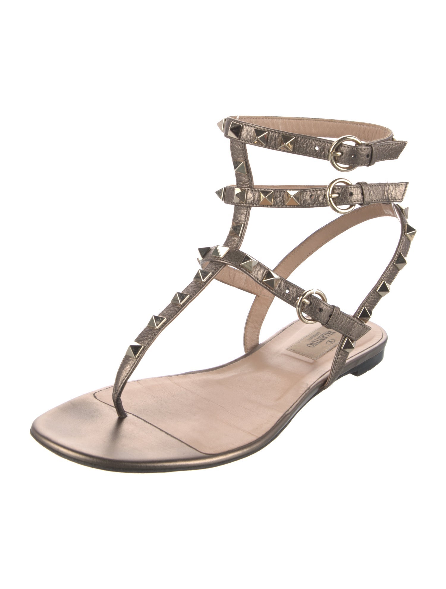 Valentino Rockstud Accents Leather Gladiator Sandals