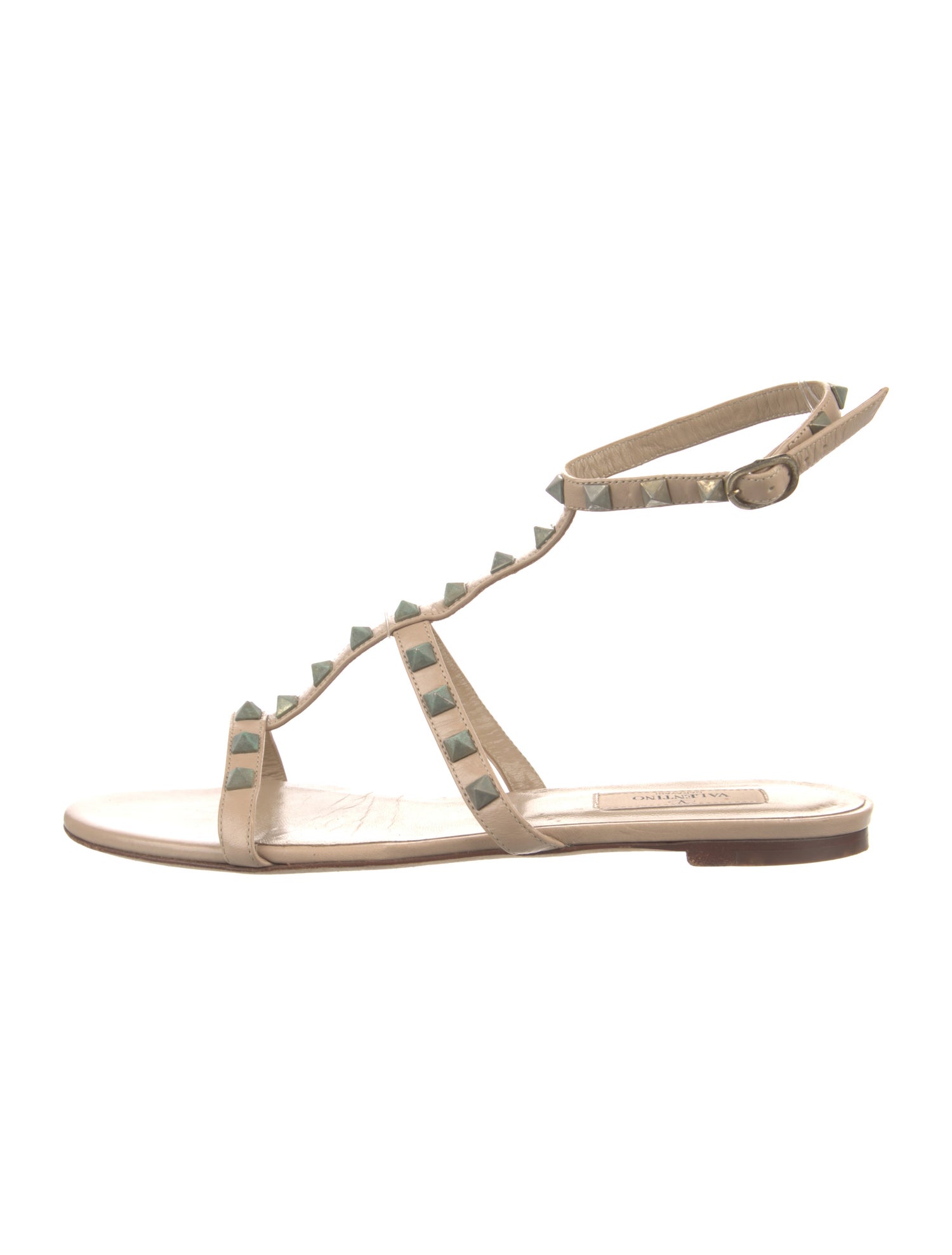 Valentino Rockstud Accents Leather Gladiator Sandals