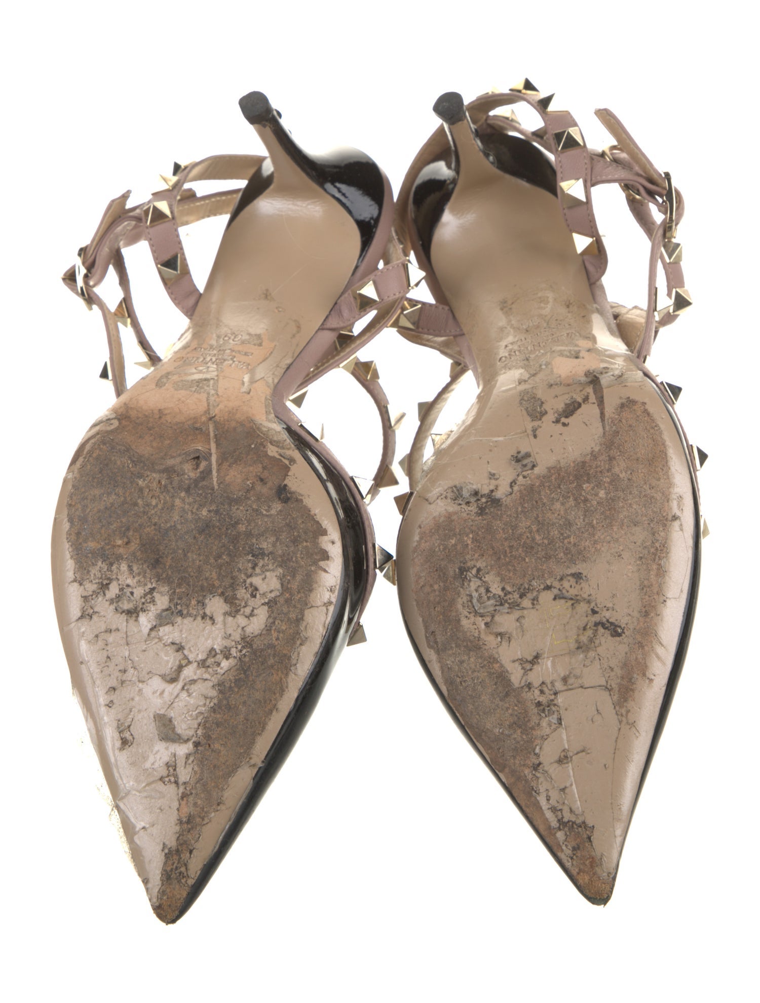 Valentino Rockstud Accents Patent Leather T-Strap Pumps