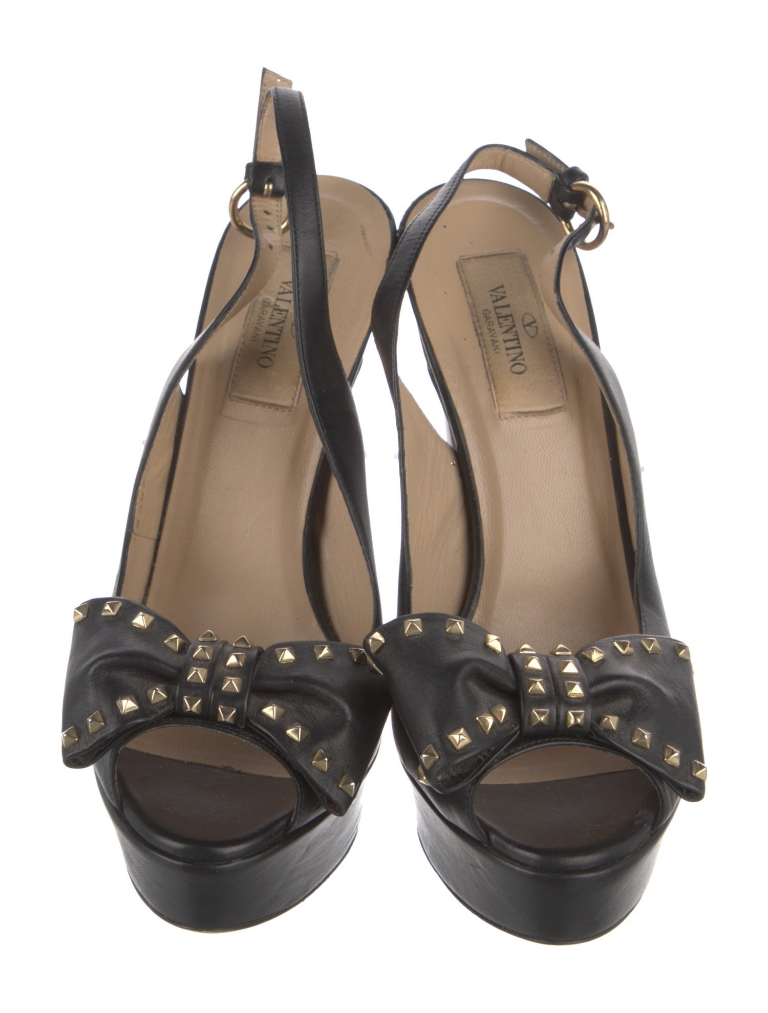 Valentino Rockstud Accents Leather Slingback Pumps