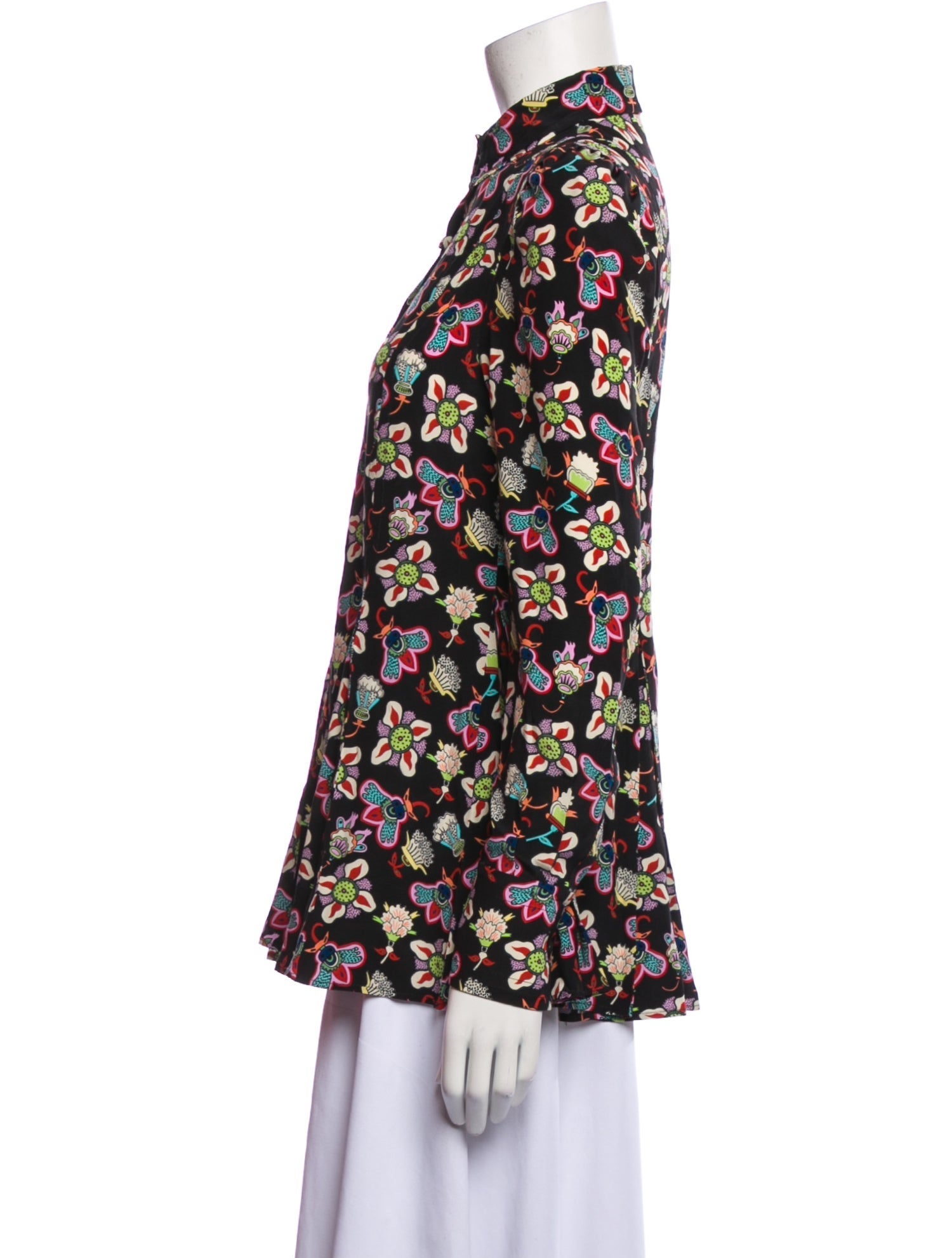 Valentino Silk Floral Print Button-Up Top