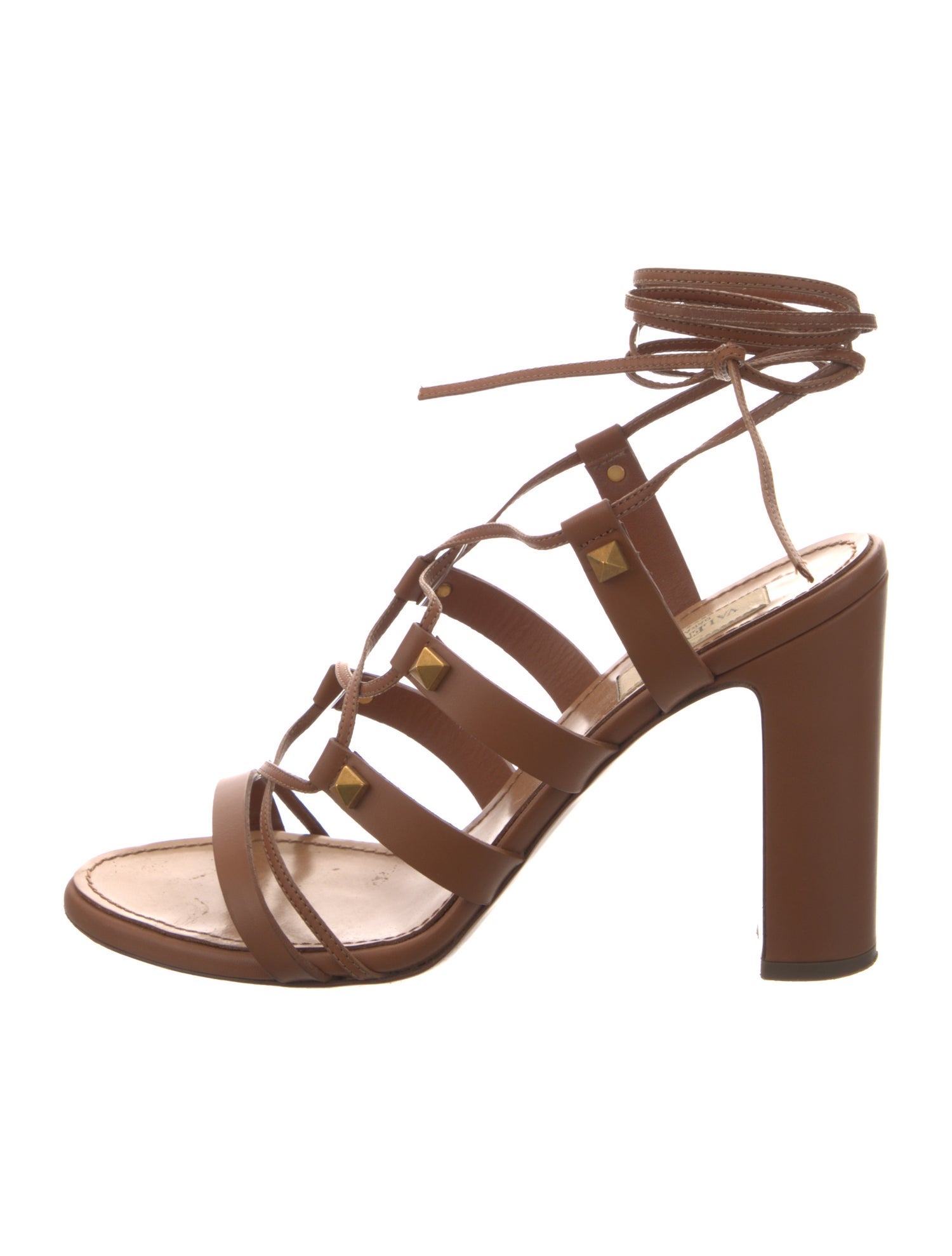 Valentino Rockstud Accents Leather Gladiator Sandals