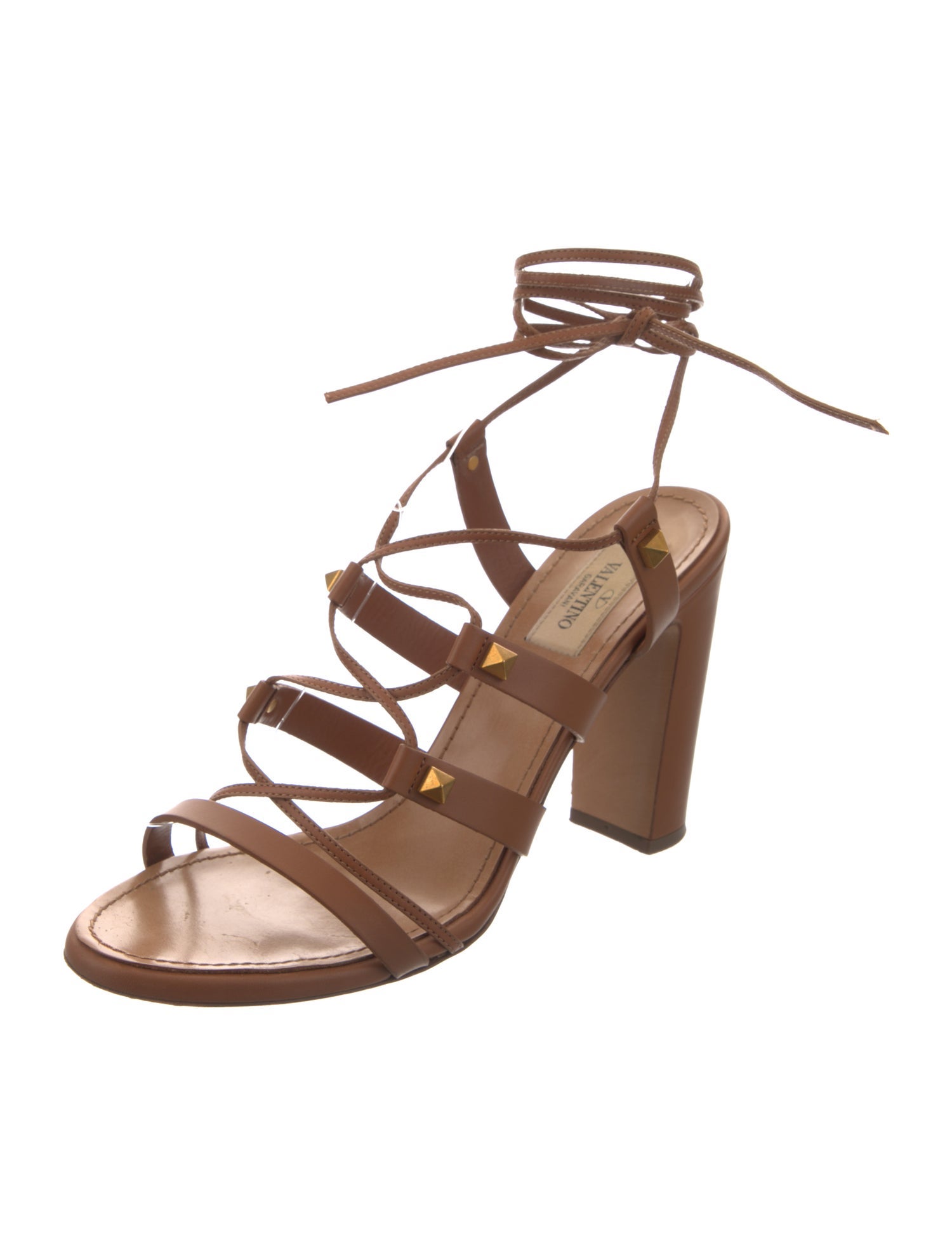 Valentino Rockstud Accents Leather Gladiator Sandals