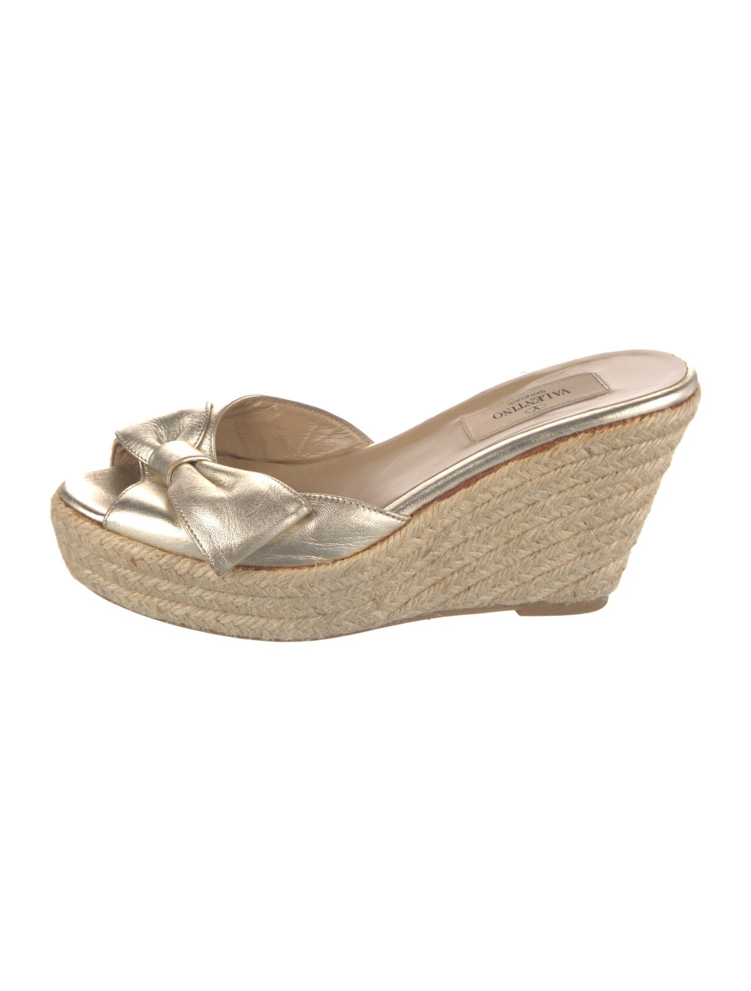 Valentino Leather Bow Accents Espadrilles