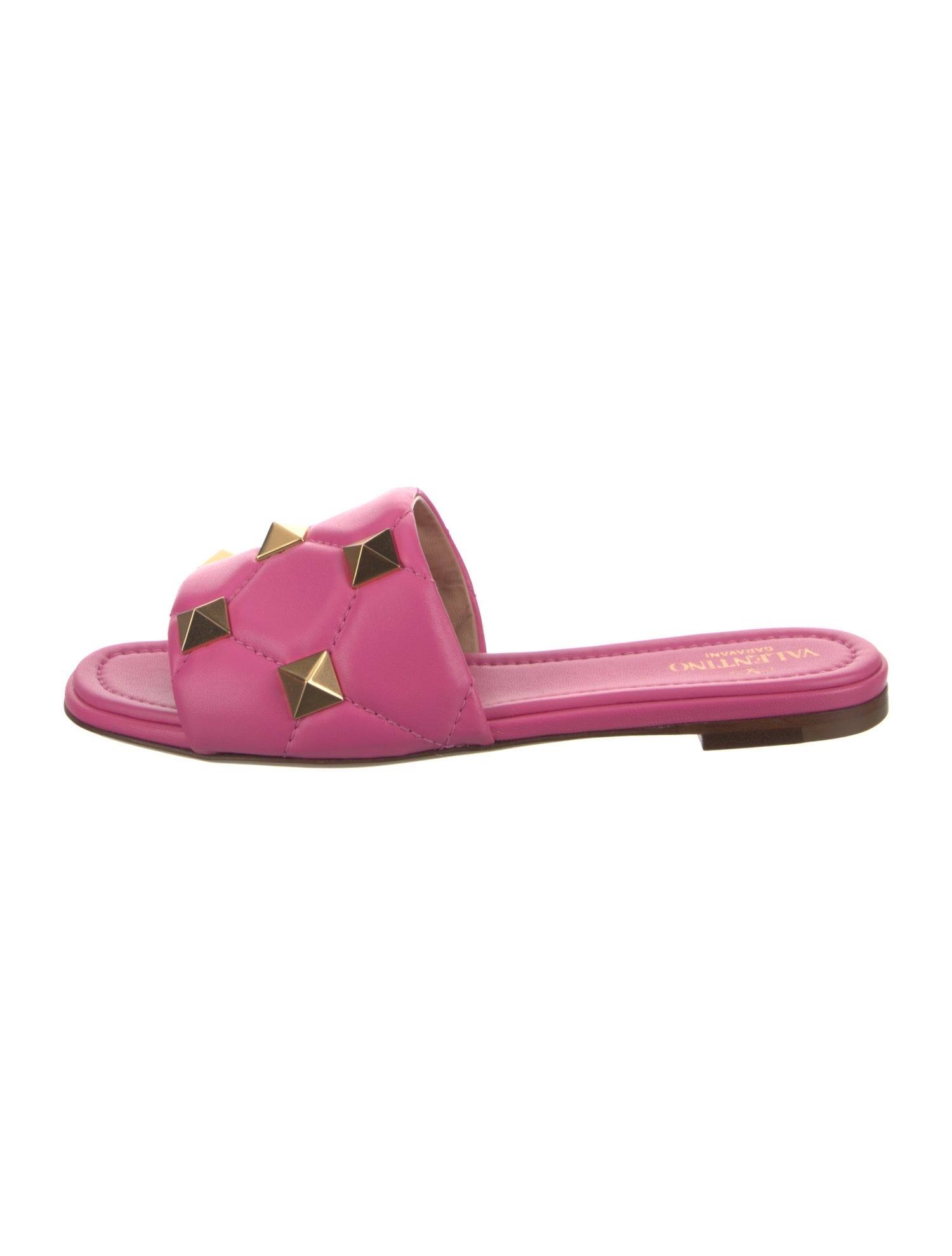 Valentino Rockstud Accents Leather Slides w/ Tags