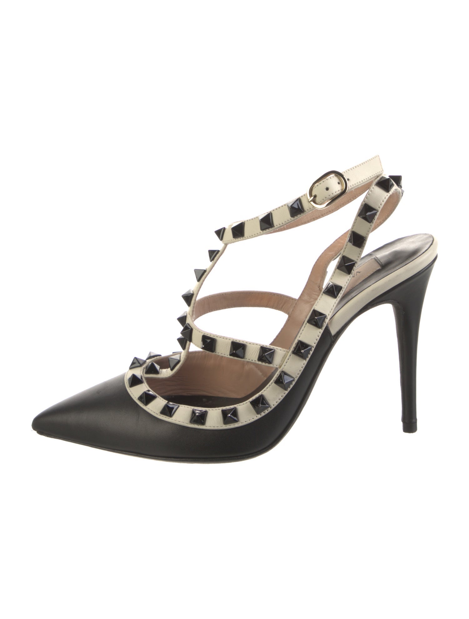 Valentino Rockstud Accents Leather T-Strap Pumps