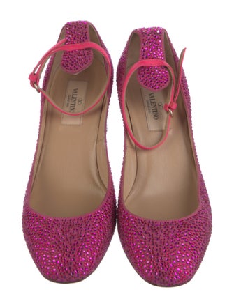 Valentino Leather Crystal Embellishments Pumps