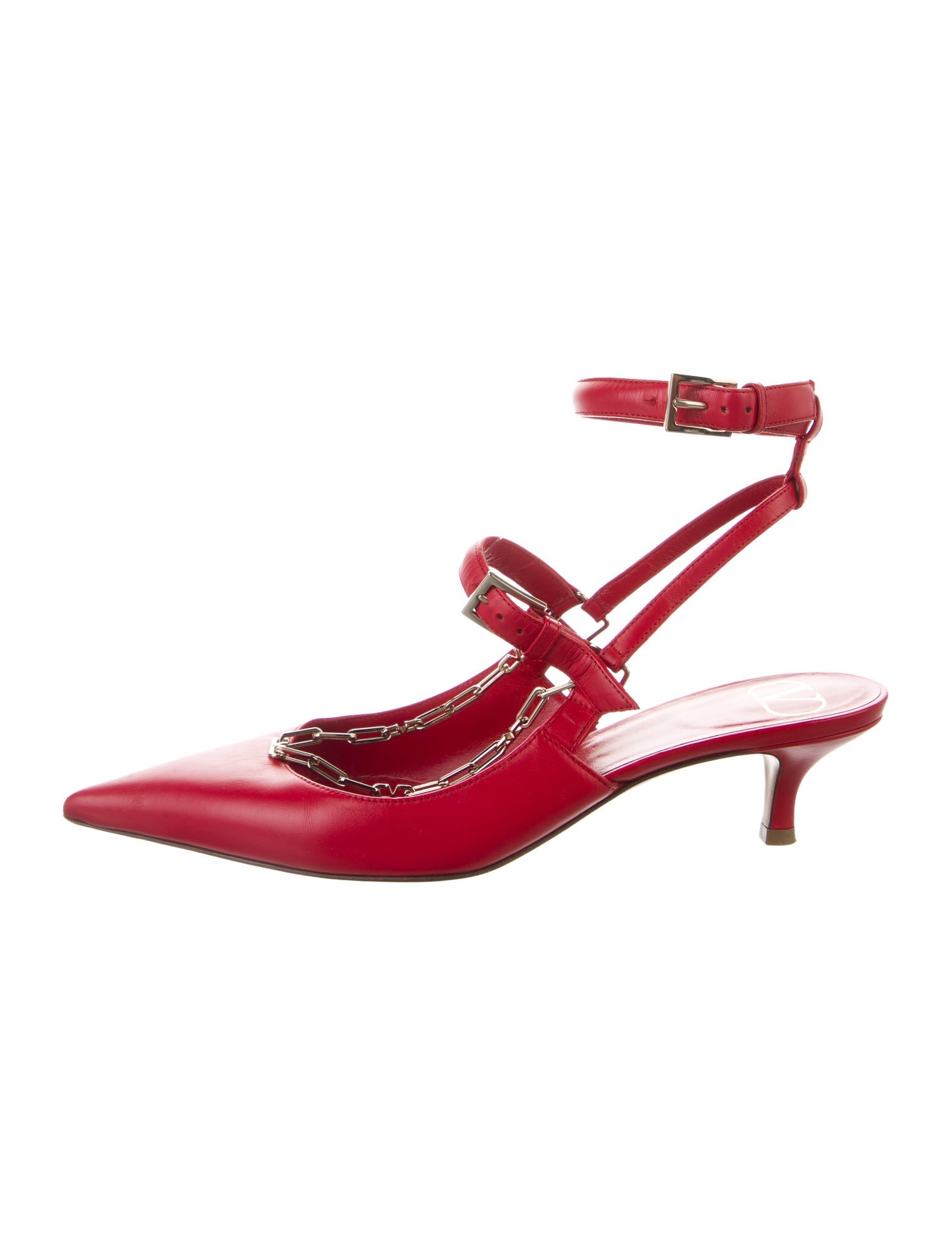 Valentino Signature Logo Leather Slingback Pumps