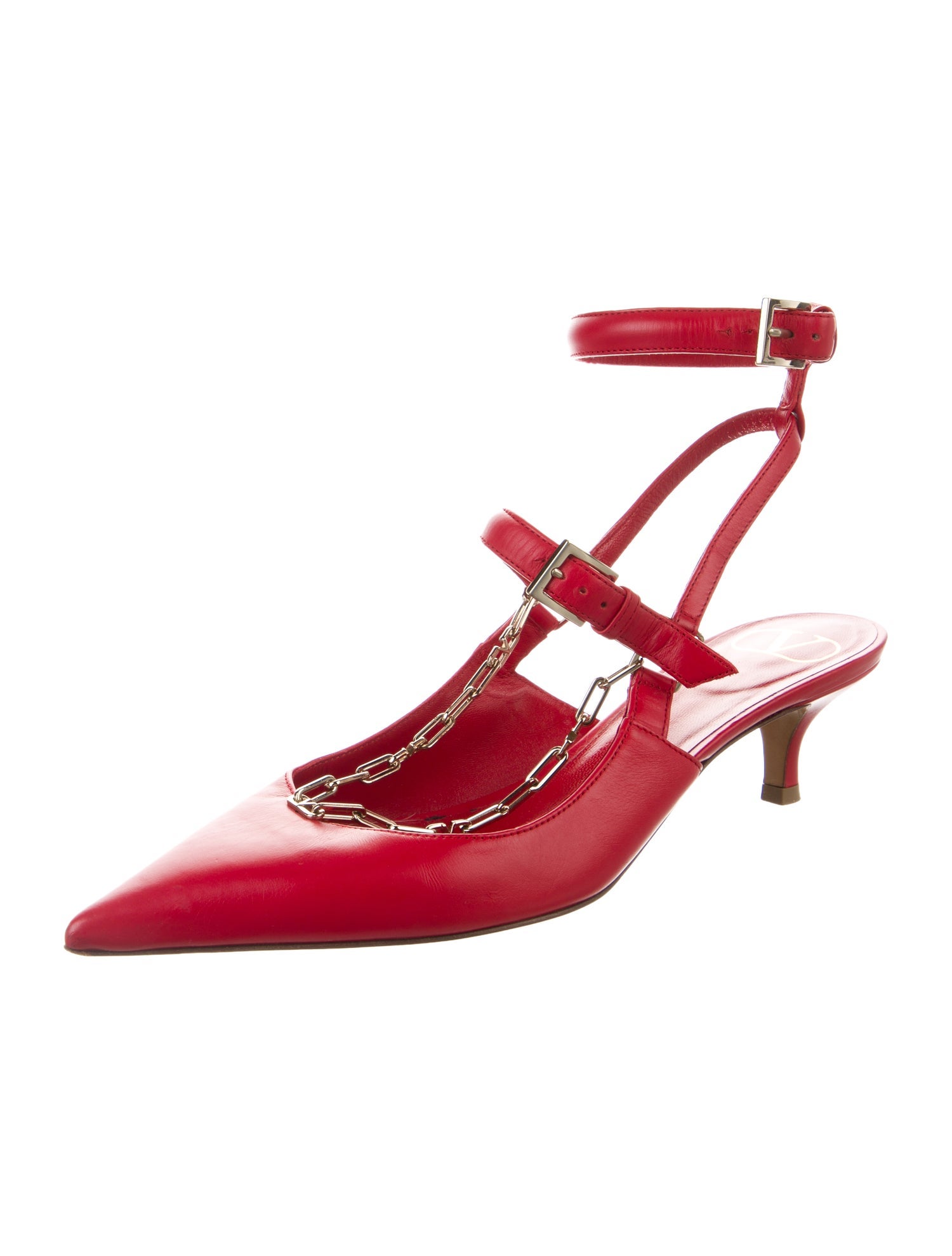 Valentino Signature Logo Leather Slingback Pumps
