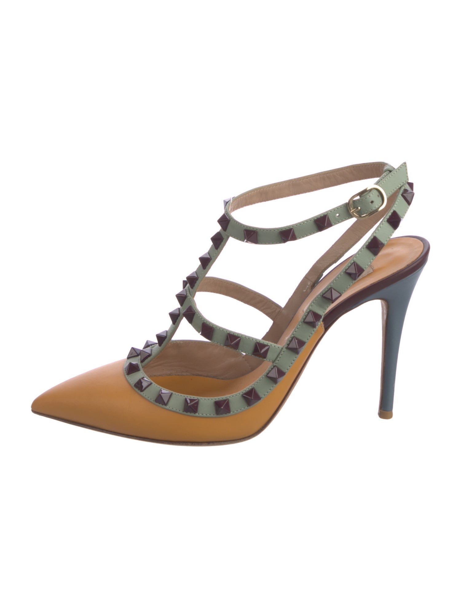 Valentino Rockstud Accents Leather T-Strap Pumps
