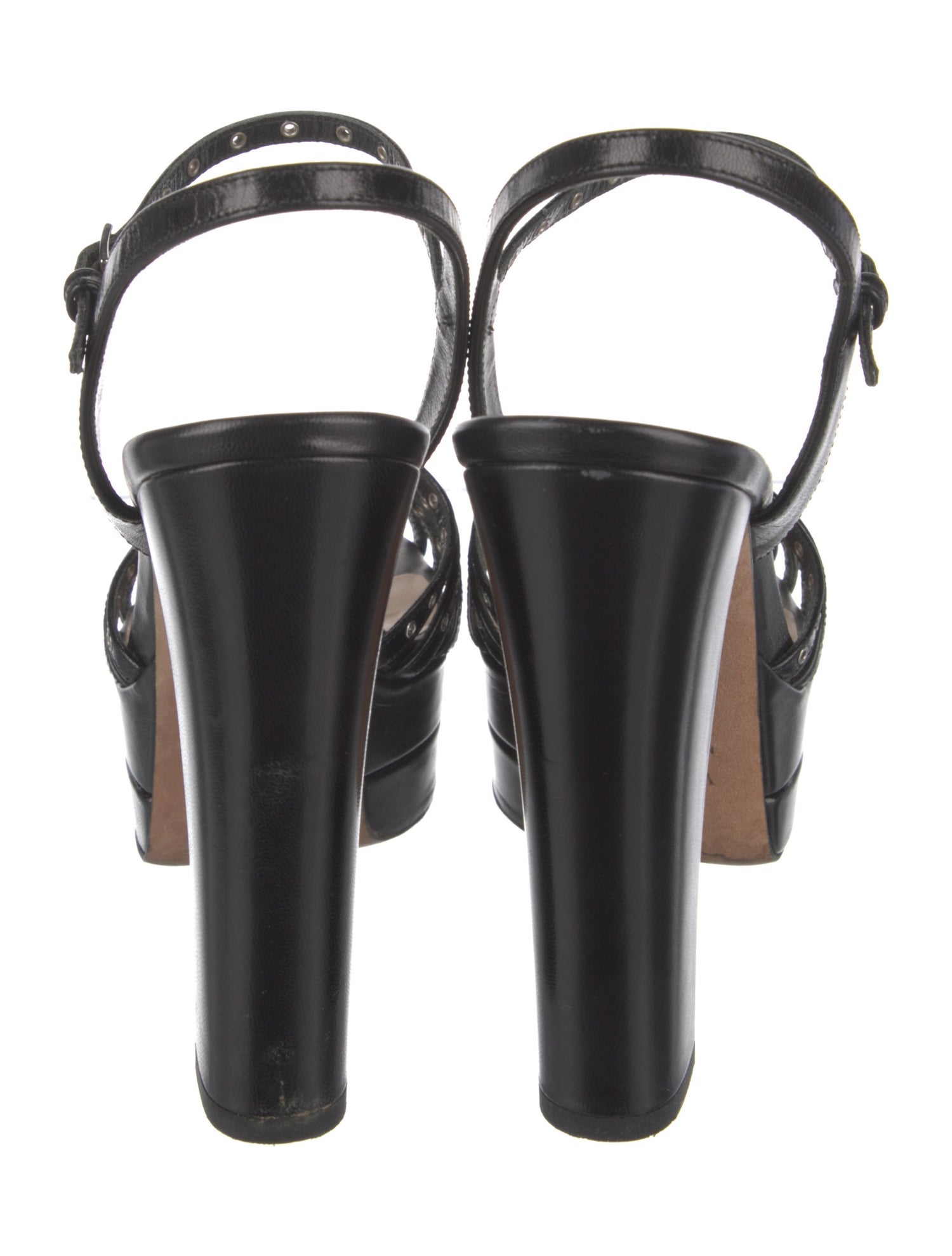 Valentino Leather Eyelet Trim Sandals