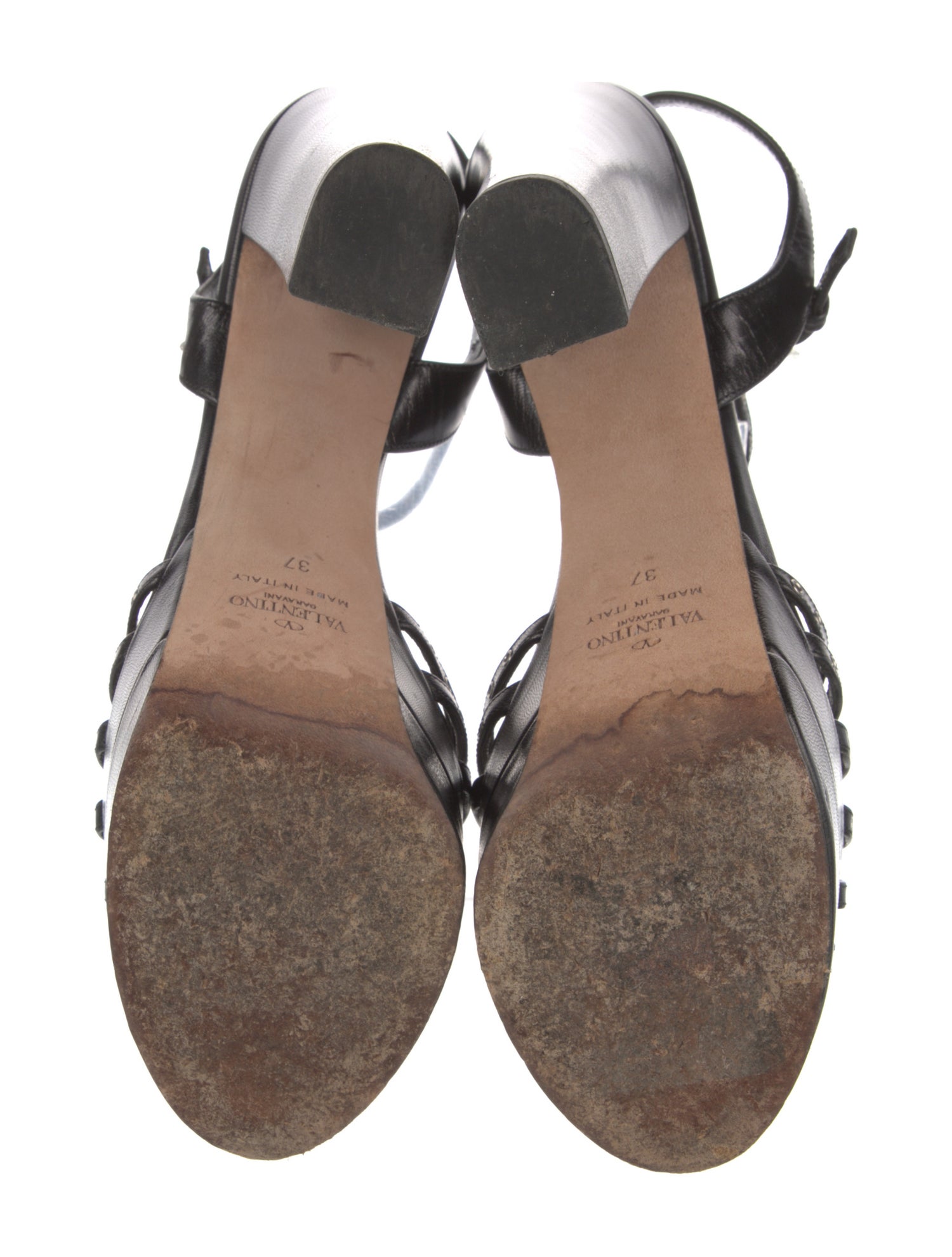 Valentino Leather Eyelet Trim Sandals